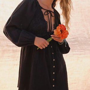 Free People Summer Struttin' Mini Dress Black